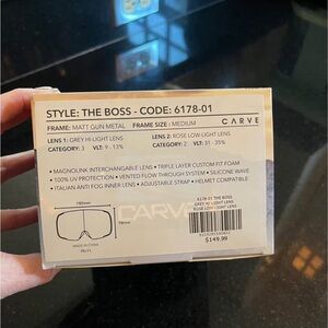 Carve The Boss Ski Goggles in Matte Gunmetal with Two Lenses